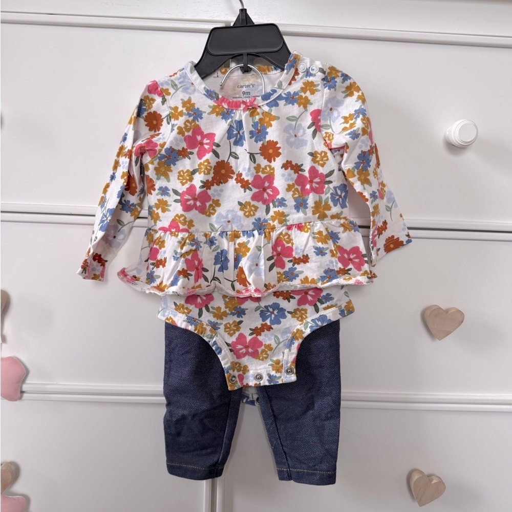 Carter’s Floral Baby Outfit with Navy Pants